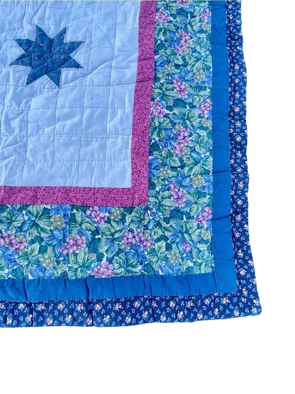 Vintage Handmade Lone Star Patchwork Quilt Bedding 94” x 86.5” Queen - Picture 8 of 9